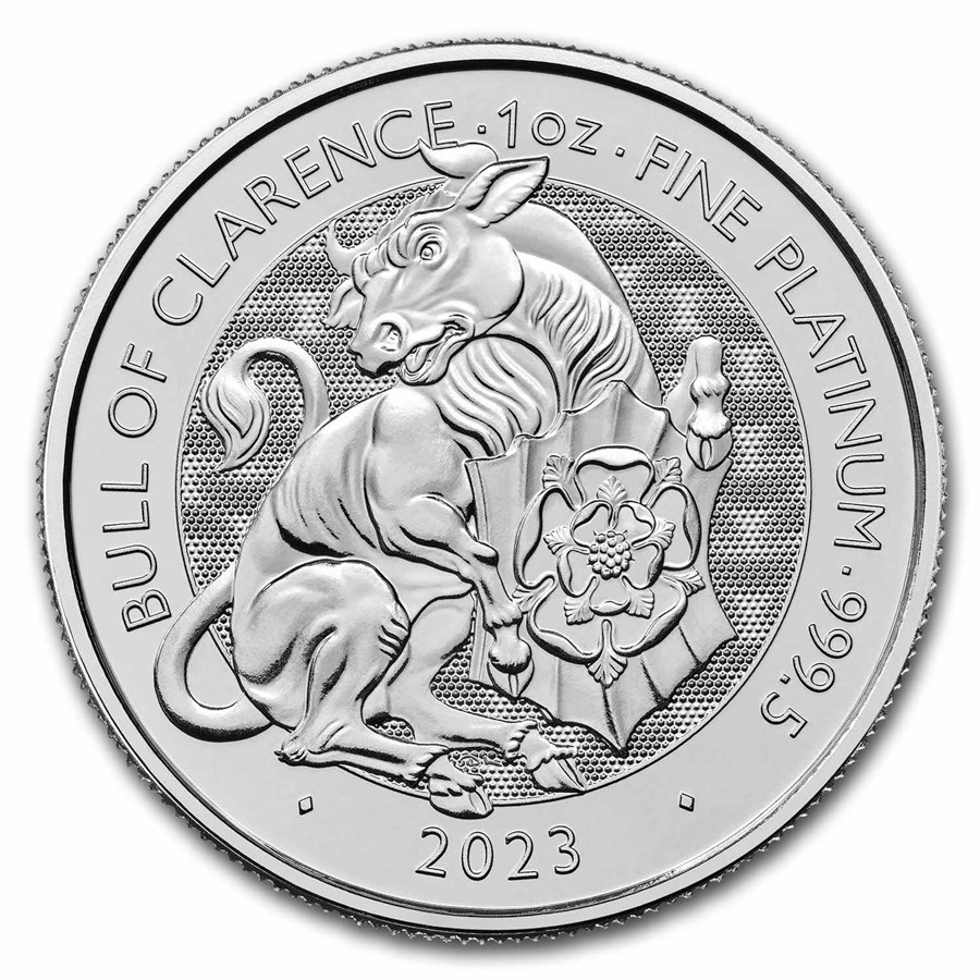 1 oz Royal Mint Tudor Beast Bull of Clarence Platinum Coin - Reverse
