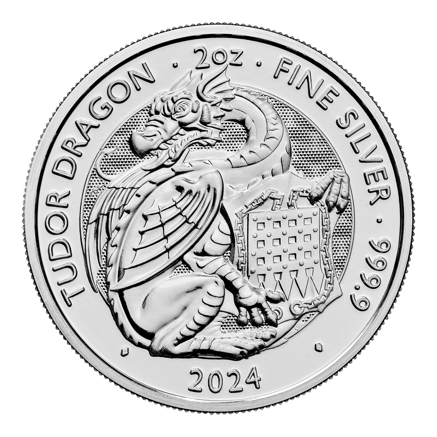 2024 Royal Mint 2oz Tudor Beast Dragon Coin