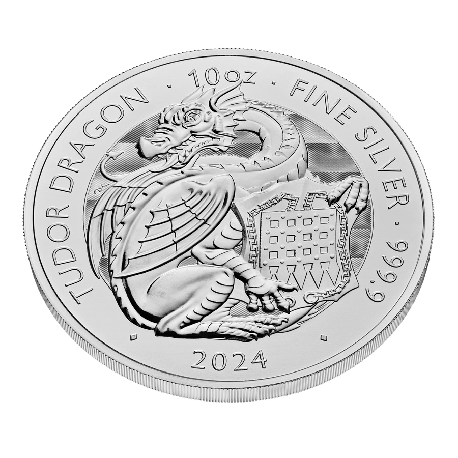 2024 Royal Mint 10 oz Tudor Beasts Dragon Silver Coin