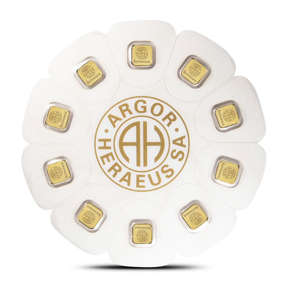 10 Gram Argor Heraeus Goldseed Bar (10 x 1g w/Assay)
