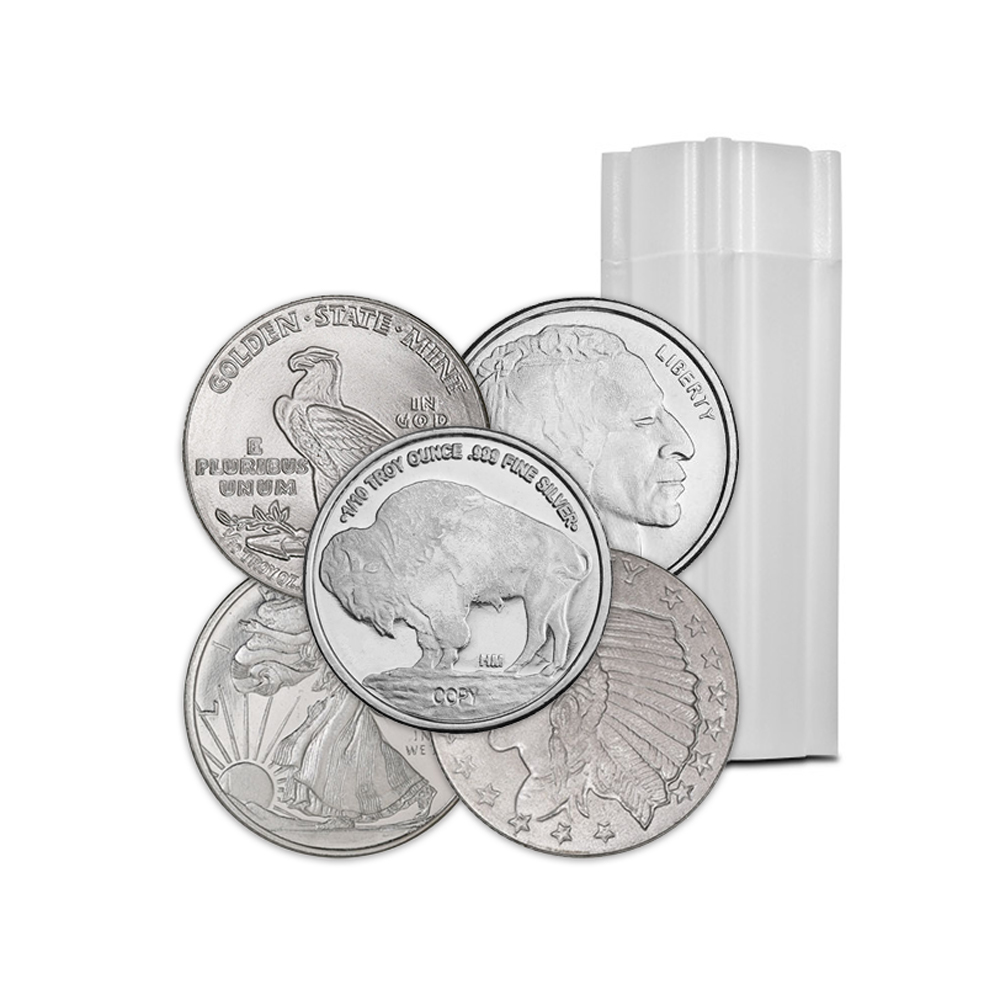 1/10 oz Silver Rounds - Tube of 50- 5oz (Varied Condition - Mint of Our Choice) 