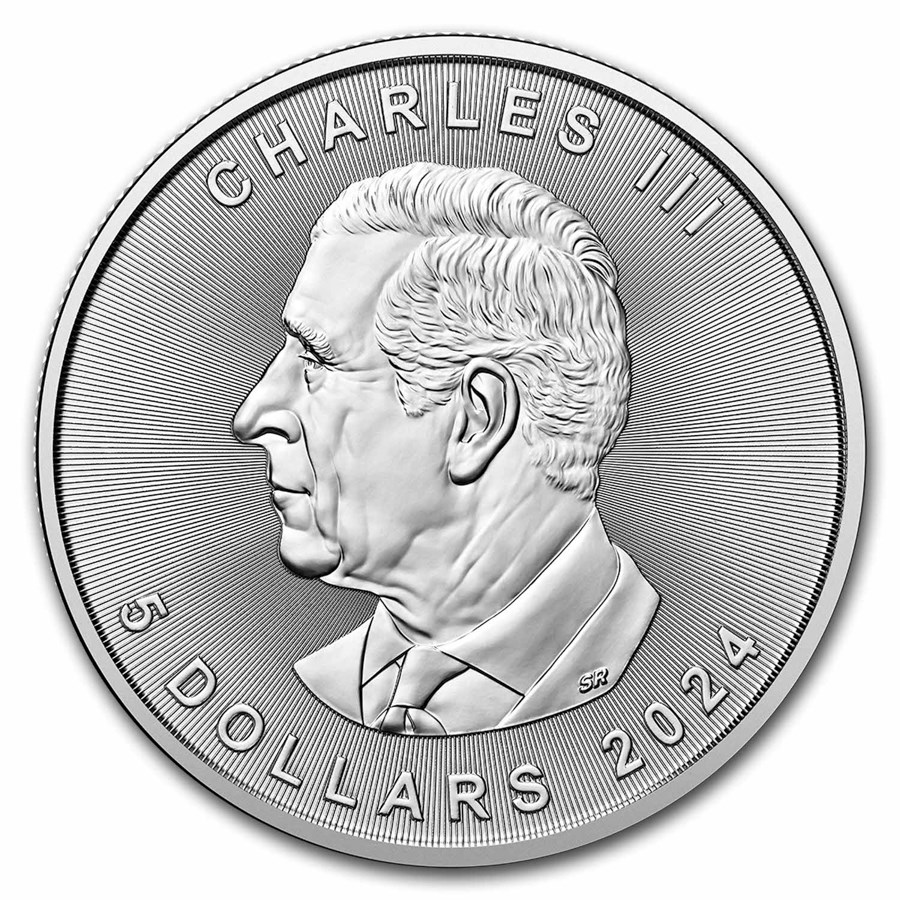 Obverse of 2024 Canadian Silver Maple Leaf Coin