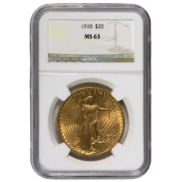 Obverse of $20 Saint-Gaudens Gold Double Eagle-MS-63