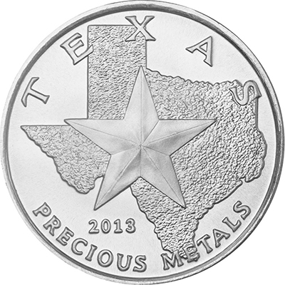 Obverse of 2013 Texas Silver Round